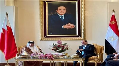 صورة الرئيس تتصدر المباحثات.. تفاصيل لقاء السيسي وولي العهد البحريني