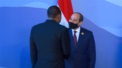 بترحيب وابتسامة.. شاهد لحظة استقبال السيسي لـ 