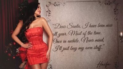 بفستان أحمر قصير.. هيفاء وهبي تحتفل بالكريسماس للمرة ثالثة