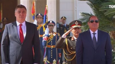 شاهد.. مراسم استقبال الرئيس الكرواتي بـ الاتحادية