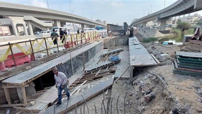 استمرار أعمال ترميم وإصلاح كوبري الثلاجة على الطريق الزراعي (صور)