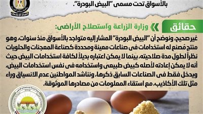 الحكومة تكشف حقيقة استبدال بيض المائدة بـ 