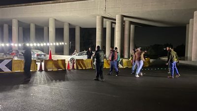 صور - هبوط أرضي بكوبري الفحص ببنها وتحويلات مرورية جديدة