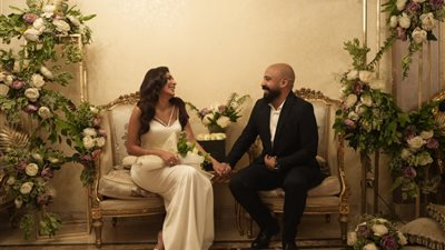 الصور الأولى من حفل خطوبة المؤلف هانى سرحان على الفنانة بسمة داود 