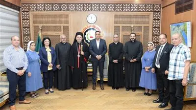 محافظ الدقهلية يستقبل الانبا بولا مطران الاسماعلية وتوابعها للاقباط الكاثوليك والوفد المرافق له