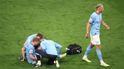 عاجل.. إصابة دي بروين أمام إنتر ميلان في نهائي دوري أبطال أوروبا