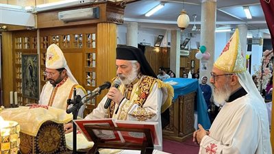 الأنبا باسيليوس يترأس قداس المناولة الاحتفالية بكنيسة السيدة العذراء بجاهين