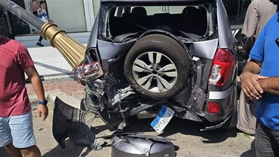 ضبط سائق تسببت في تهشم سيارتين وعمود إنارة في بورسعيد بسبب السرعة الزائدة 