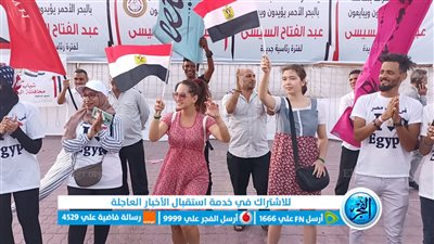 الأجانب يرفعون علم مصر وصور السيسي في احتفالات يوم في حب مصر (فيديو وصور)