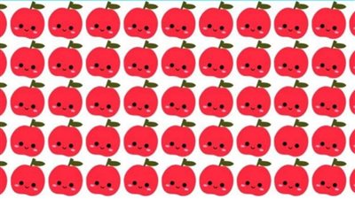 لغز لأقوياء الملاحظة.. خلال ١٠ ثواني أوجد التفاحة المختلفة في هذه الصورة