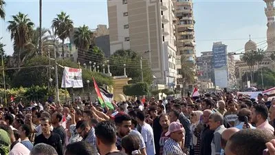 الآلاف يحتشدون بالمنصورة لدعم قرارات الرئيس للحفاظ علي القضية الفلسطينية