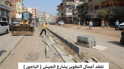 محافظ المنوفية يتفقد أعمال الرصف والتطوير بشارع الجيش بالباجور 