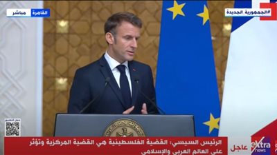 ماكرون: مصر دولة محورية في إيصال المساعدات الإنسانية لقطاع غزة