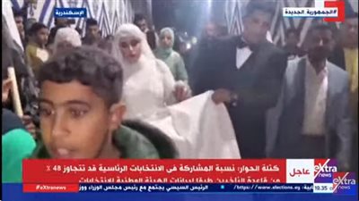 شاهد.. عريس وعروسته يحرصان على التصويت بانتخابات الرئاسة 2024 في الإسكندرية 