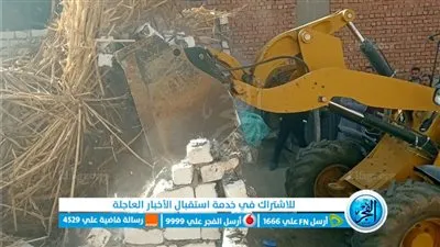 إزالة 8 حالات تعد بالبناء المخالف على الأراضي الزراعية بمركز أبشواي