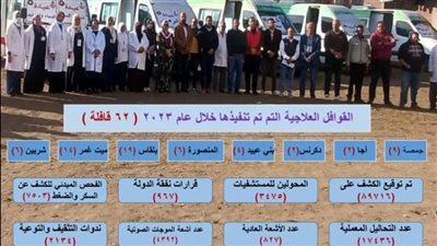 الكشف على 89716 مريضًا فى 62 قافلة مجانية بالدقهلية خلال 2023