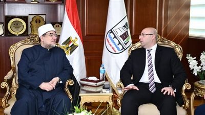 محافظ بني سويف يستقبل وزير الأوقاف بديوان عام المحافظة