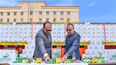 محافظ الإسكندرية يتفقد قافلة بنك الطعام المصري لدعم أهالي بشاير