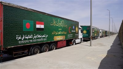 بيت الزكاة والصدقات يطلق 100 شاحنة عملاقة ضمن القافلة السادسة لدعم الشعب الفلسطيني