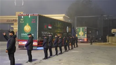 دخول القافلة السادسة لـ«بيت الزكاة والصدقات» إلى قطاع غزة فجر اليوم