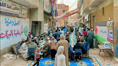 للعام الثاني على التوالي.. شباب قرية مجريا يجهزون أطول مائدة إفطار جماعي في المنوفية (فيديو وصور)