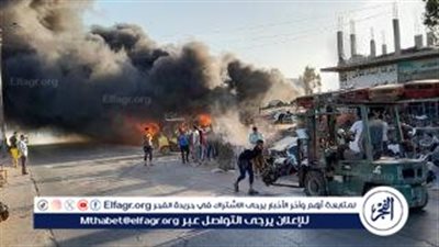 حريق بمستودع قطع غيار سيارات بطريق ميت الكرما بطلخا في الدقهلية