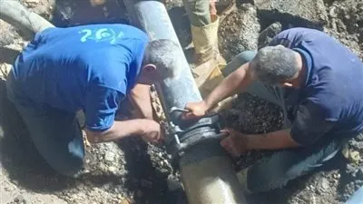 الانتهاء من إصلاح خط مياه فى ميدان فينى بالدقى وعودة المياه تدريجيا