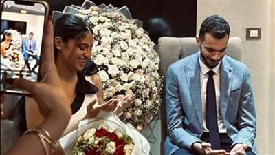 الصور الأولى من خطوبة ابن بيومي فؤاد