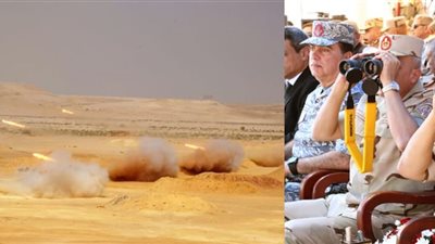 وزير الدفاع يشهد تنفيذ المرحلة الرئيسية للمشروع التكتيكى بجنود بالذخيرة الحية 