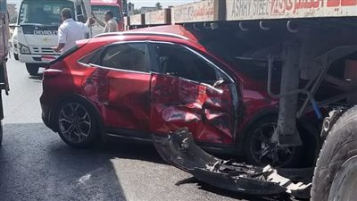 حادث تصادم سيارة ملاكي بتريلا أعلى الإقليمي بالمنوفية