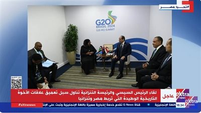 عاجل| السيسي يلتقى الرئيسة التنزانية على هامش قمة مجموعة العشرين بالبرازيل