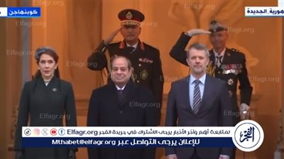 شاهد| مراسم استقبال الرئيس السيسي بالقصر الملكي بـ الدنمارك