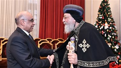 البابا تواضروس يستقبل وزير العدل