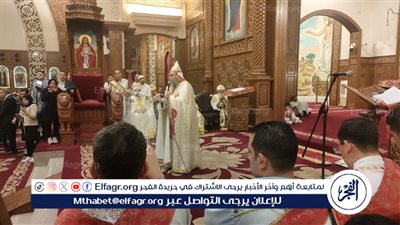 برئاسة مطران الفيوم.. صلوات قداس عيد الميلاد المجيد بكنيسة القديس الأنبا إبرام بالعزب 