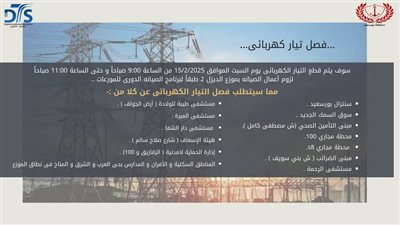 محافظة بورسعيد تقطع الكهرباء عن عدة مناطق السبت المقبل للصيانة الدورية
