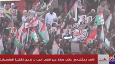 المصريون يحتشدون عقب صلاة عيد الفطر لرفض تهجير الفلسطينيين (فيديو)