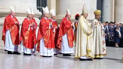 غبطة البطريرك الأنبا إبراهيم إسحق يشارك في صلوات وداع قداسة البابا فرنسيس