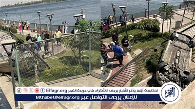 سقوط سيارة ملاكي تقودها سيدة بالممشى السياحي بكورنيش النيل بمدينة بني سويف