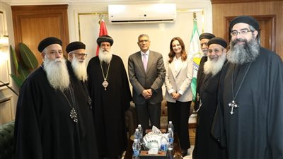 محافظ الجيزة يستقبل وفود الكنائس بالمحافظة للتهنئة بعيد الأضحى المبارك