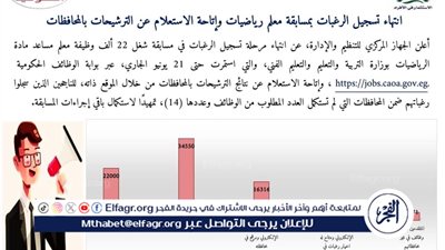 عاجل- التنظيم والإدارة: الاستعلام عن ترشيحات مسابقة معلمي الرياضيات متاح الآن عبر بوابة الوظائف الحكومية