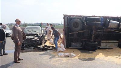 محافظ القليوبية يتدخل لرفع آثار حادث مروري على طريق شبرا بنها الحر