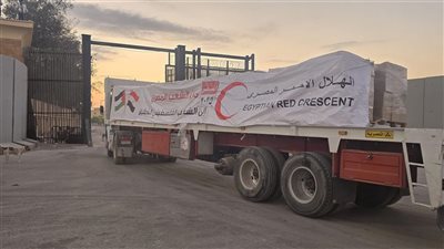الهلال الأحمر المصري يرسل 2300 طن مساعدات عاجلة إلى غزة ضمن قافلة «زاد العزة» في يومها الـ12