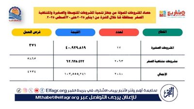 تمويل 2080 مشروعًا صغيرًا ومتناهي الصغر بقيمة 103 ملايين جنيه في قنا