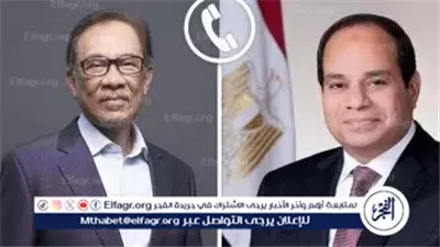 عاجل- السيسي يثمن المواقف الماليزية الداعمة للقضية الفلسطينية ويؤكد التنسيق المشترك لإعادة إعمار غزة