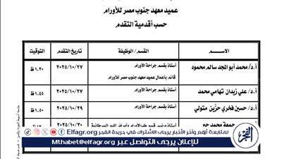 جامعة أسيوط تُعلن القائمة المبدئية للمرشحين لمنصب عميد معهد جنوب مصر للأورام