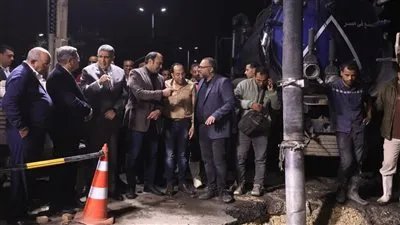 محافظ الجيزة يتفقد ميدانيًا أعمال إصلاح الكسر المفاجئ لخط المياه الرئيسي قطر 1000مم بشارع ربيع الجيزي