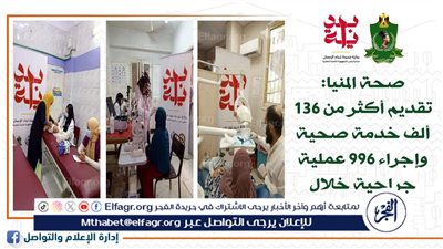 صحة المنيا: تقديم أكثر من 136 ألف خدمة صحية وإجراء 996 عملية جراحية خلال نوفمبر الماضي