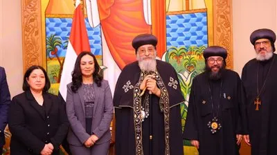 وزيرة التضامن تهنئ البابا تواضروس الثاني بعيد الميلاد المجيد خلال زيارتها للمقر البابوي بالكاتدرائية المرقسية