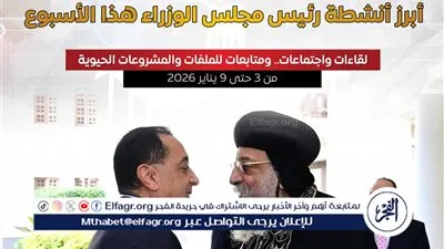 عاجل ـ رئيس الوزراء يستعرض إنجازات الأسبوع: سياحة متنامية ومشروعات 