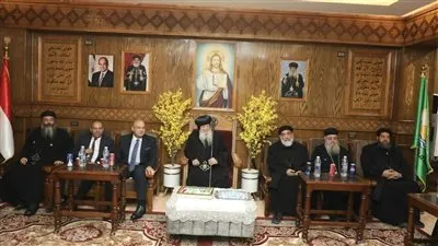 نائب محافظ الجيزة يزور مطرانية الأقباط الأرثوذكس بطموه للتهنئه بعيد الميلاد